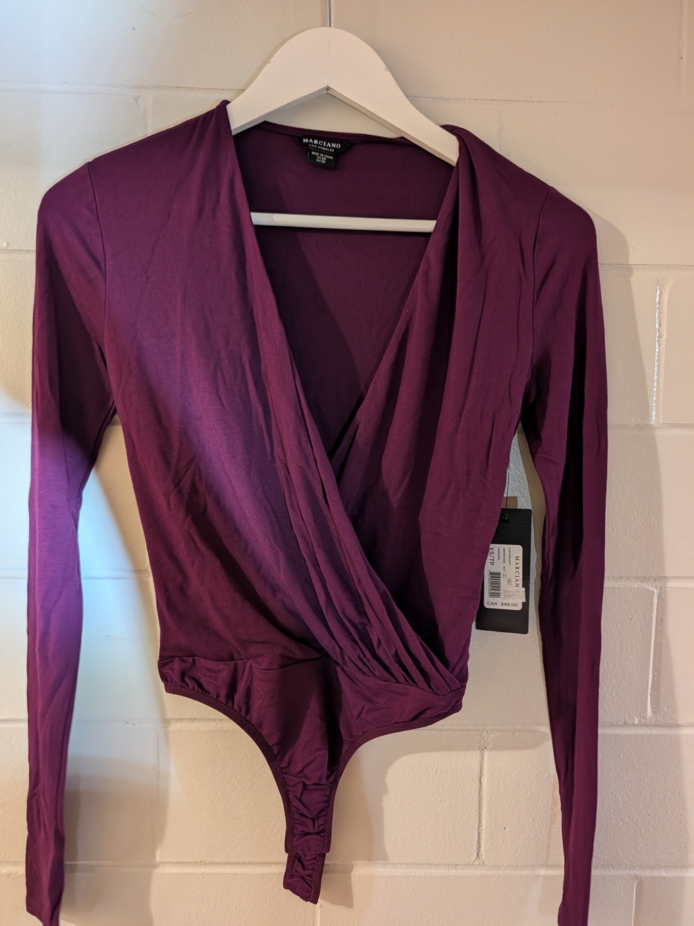 Marciano Purple Long-Sleeve Wrap Bodysuit